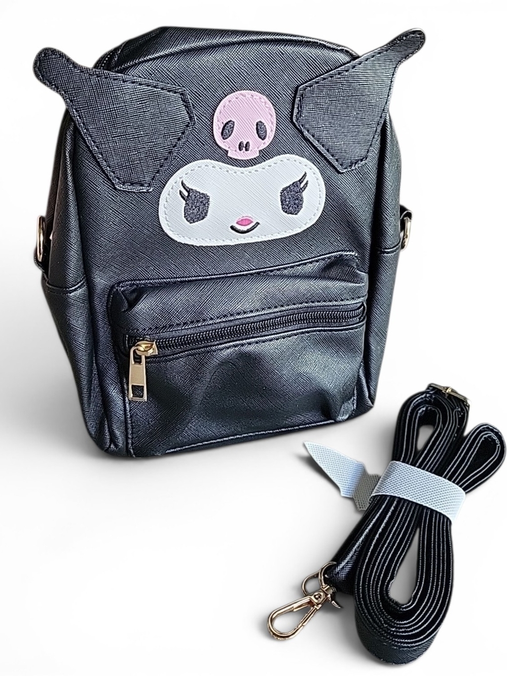 Black Kuromi Kids 10" Backpack with Detachable Strap